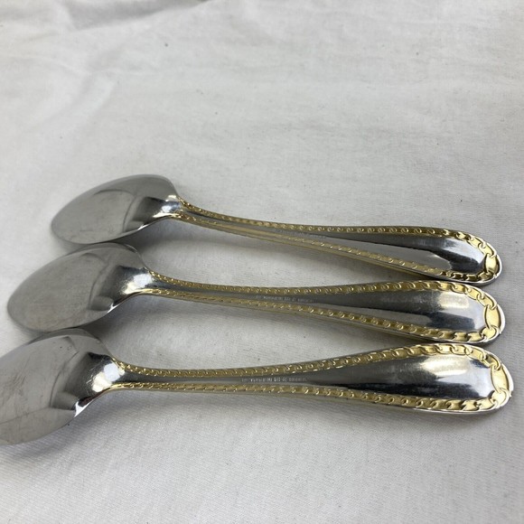 3 Retroneu GOLD ACCENT Chain 7” 18/8 Korea Stainless Dinner Spoon Great Quality - Picture 9 of 12